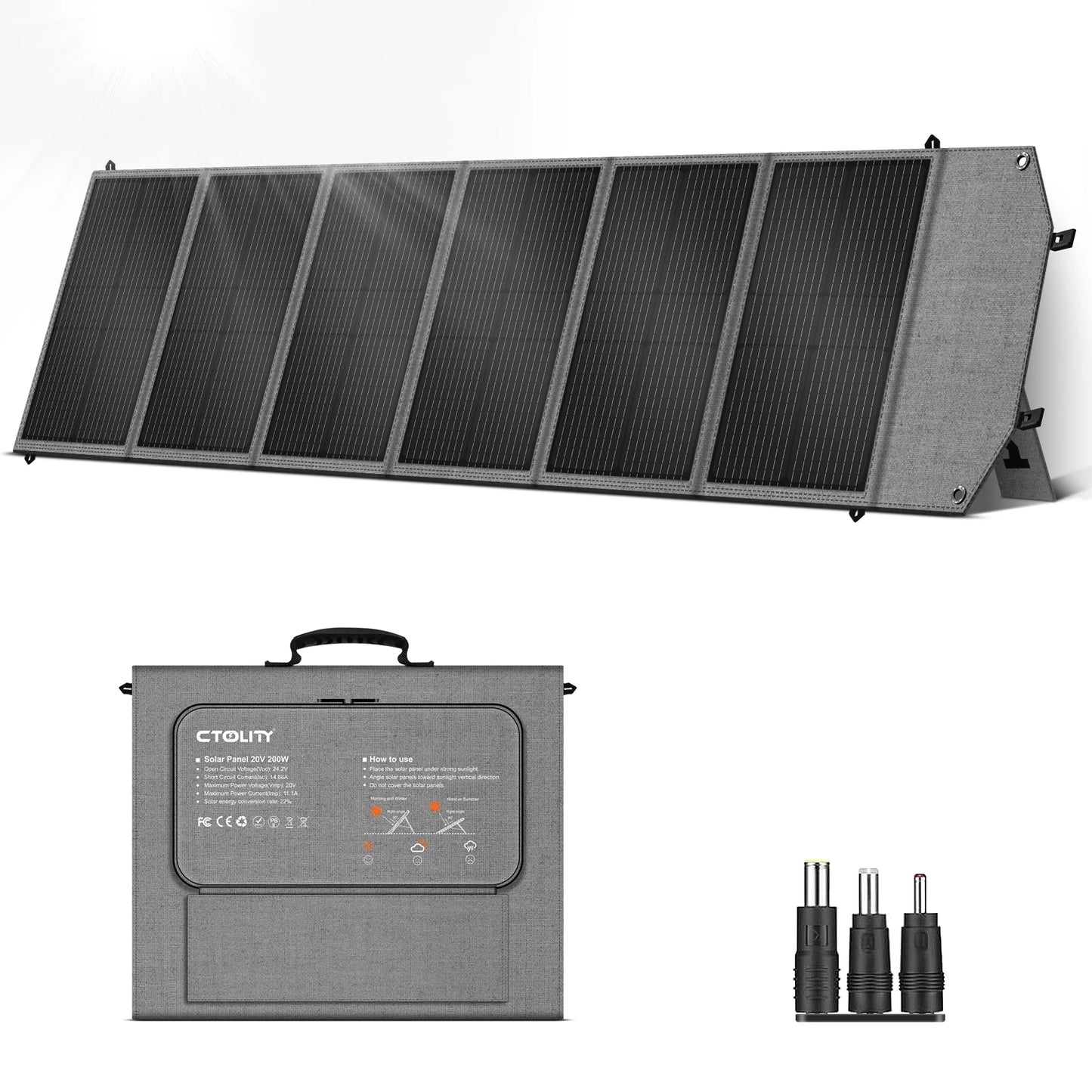 CTOLITY 2400W Camping Power Station 2048Wh Lifepo4 1600W 110V AC Output Portable Solar Generator 200W 20.5V Flexible Solar Panel