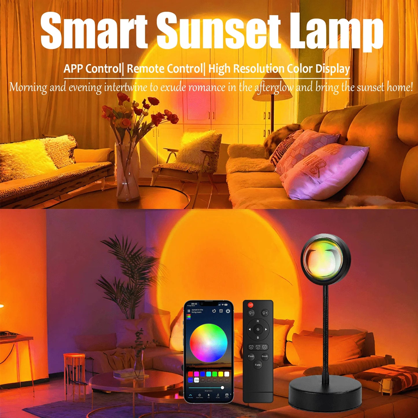 APP& Remote Control Sunset Lamp Projector Led Lights For Room Bedroom Night Light Decor Christmas Gifts For Dimmable 16 Modes