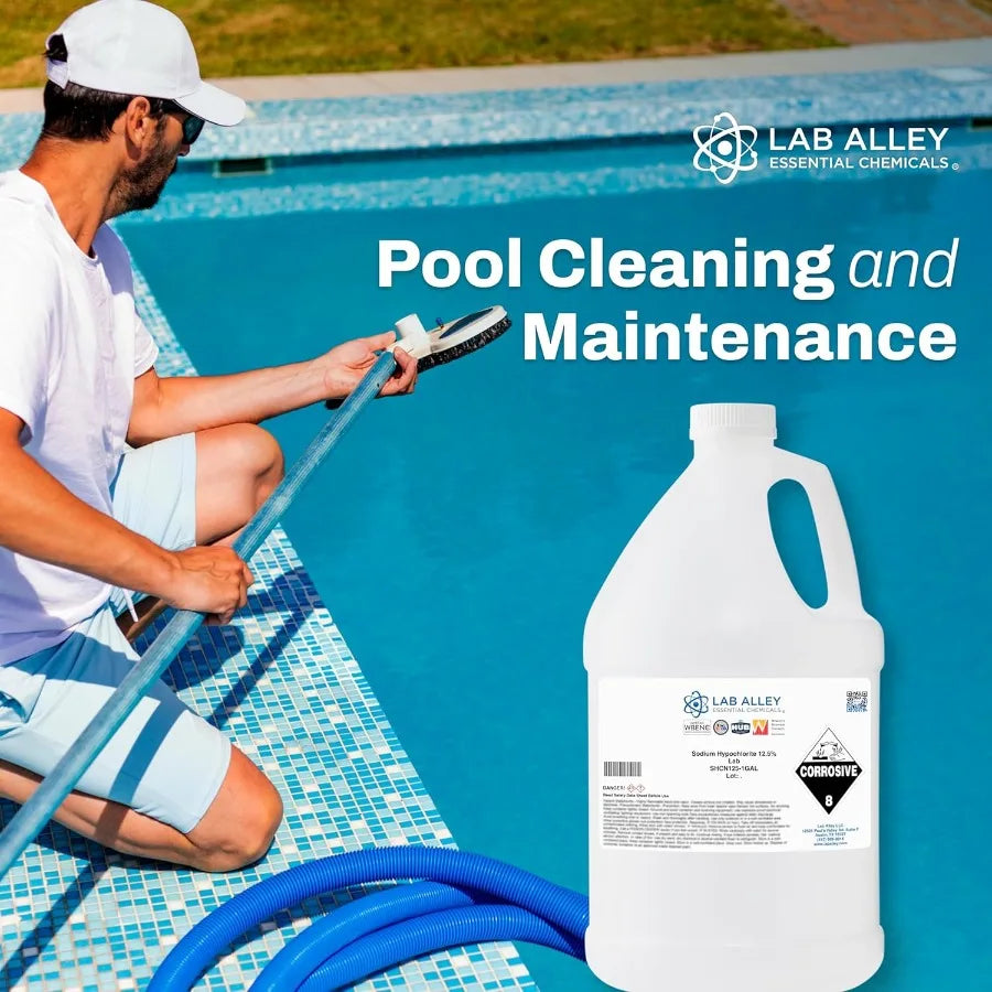 Liquid Chlorine 12.5 Sodium Hypochlorite for Swimming Pools Spas Power Washing FastActing NonStaining 5 Gallons Ideal for Water