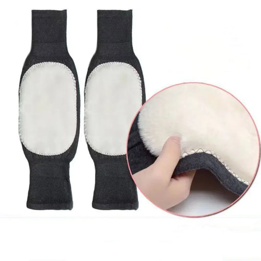 1 Pair Winter Warm Knee Pads Thickened Plush Thermal Leg Warmers Non Slip Cold Proof  Knee Brace Unisex Skiing Cycling Hiking