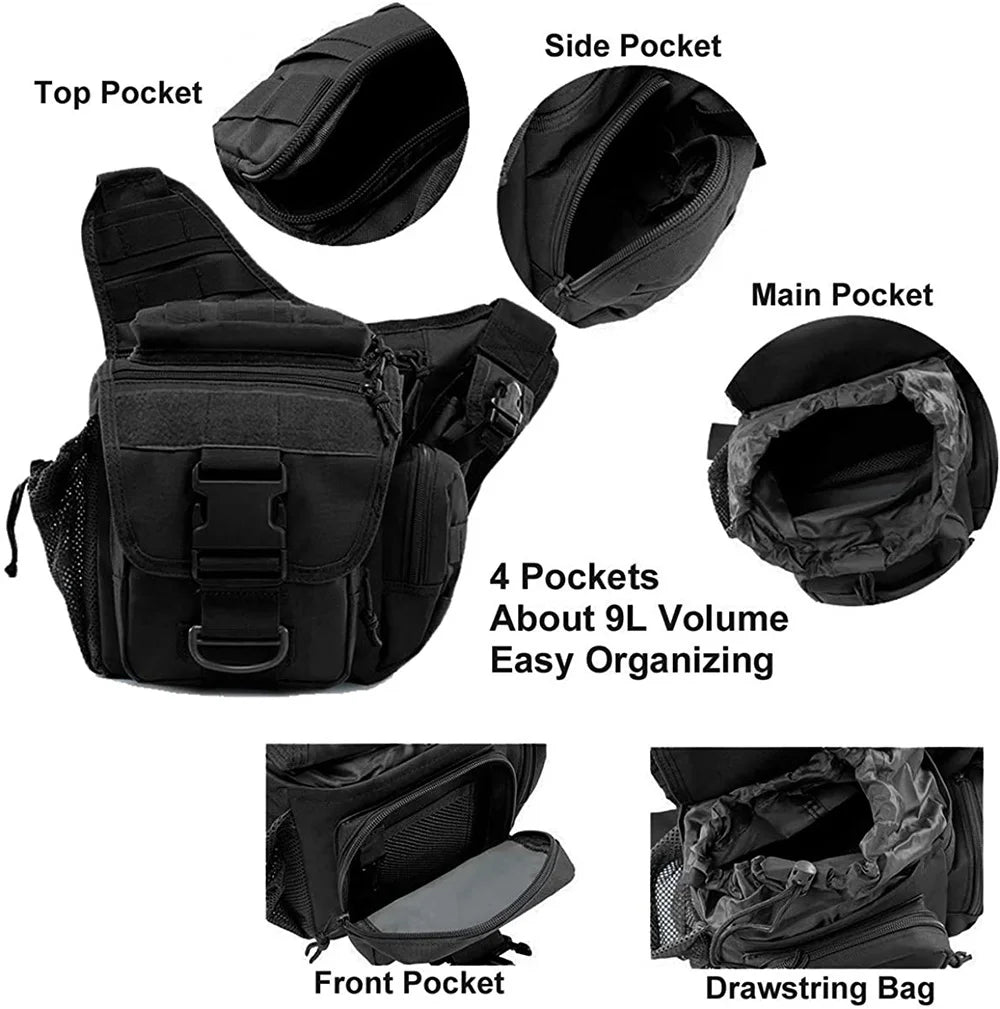 Outdoor Men Tactical Shoulder Bag Sling Chest Pack Military Molle Backpack Pouch Messenger Fishing EDC Sling Bag Utility Bag