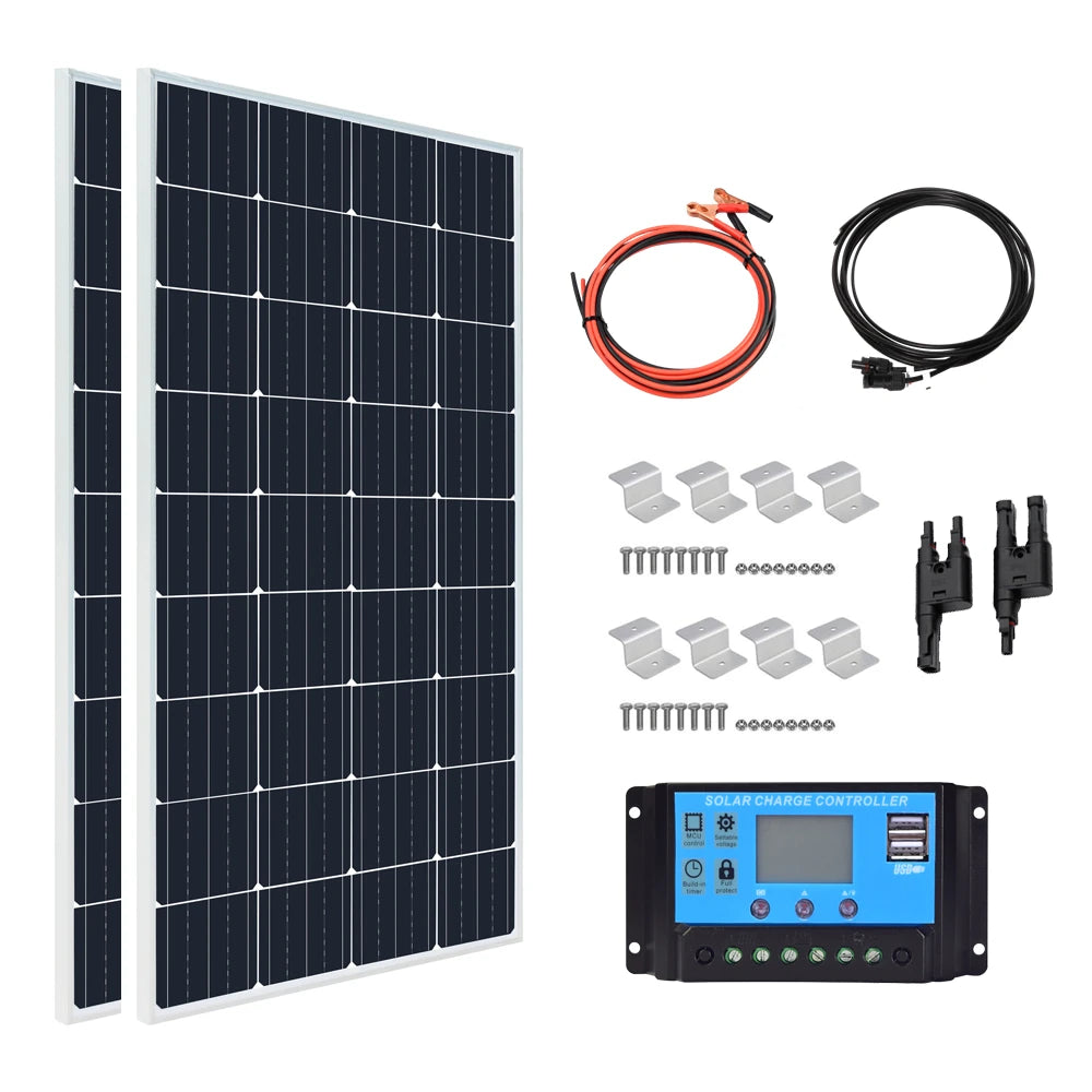 Glass Rigid Solar Panel China 18V 400W 200W  Monocrystalline Silicon Waterproof Solar Panel Charging 12V Camping/Home/RV CE