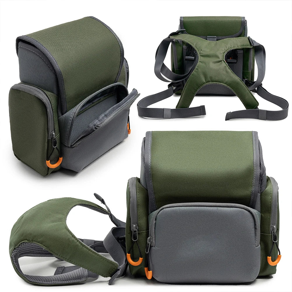 Universal Binocular Harness Chest Pack with Rain Cover Rangefinder Pouch Sturdy Adjustable Large Capacity Bino Case for Hunting