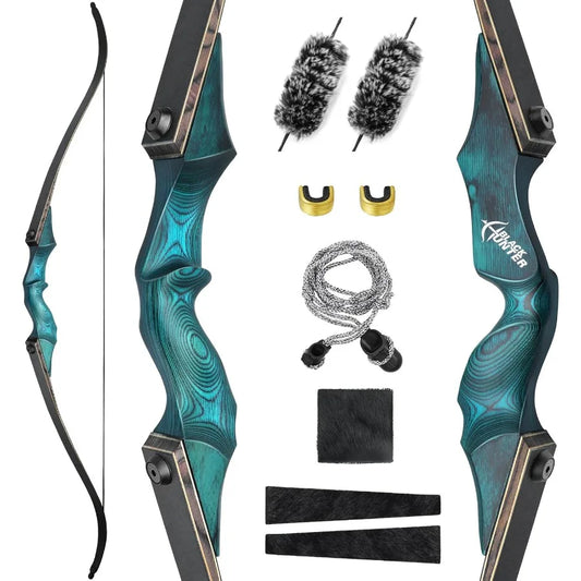 OBTOUTDOOR Black Hunter Takedown Recurve Bows for Adults Archery Bow Set Hunting Bow 60" 20-60 lbs Right Hand Wooden Riser with