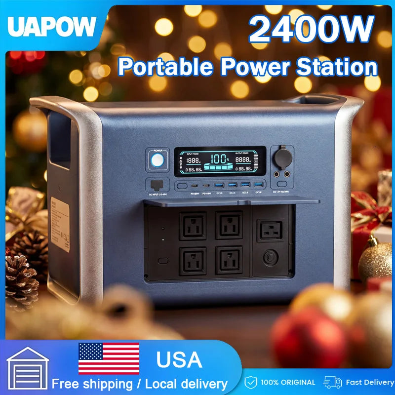 Camping Equipment Portable Power Station 2048WH Power Bank LiFePO4 Battery 2400W Emergency Household / Outdoor Power Supply