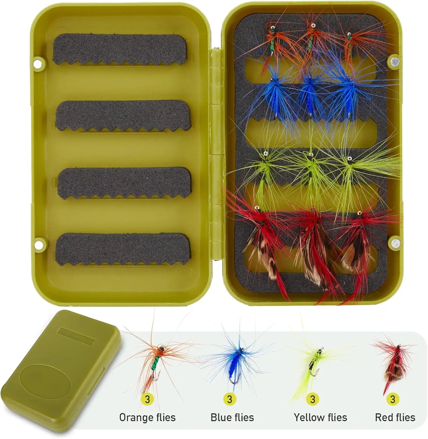 4-Piece Carbon Fiber Fly Fishing Rod & Reel Combo with 12 Flies, Line, Case - Lightweight Starter Kit
