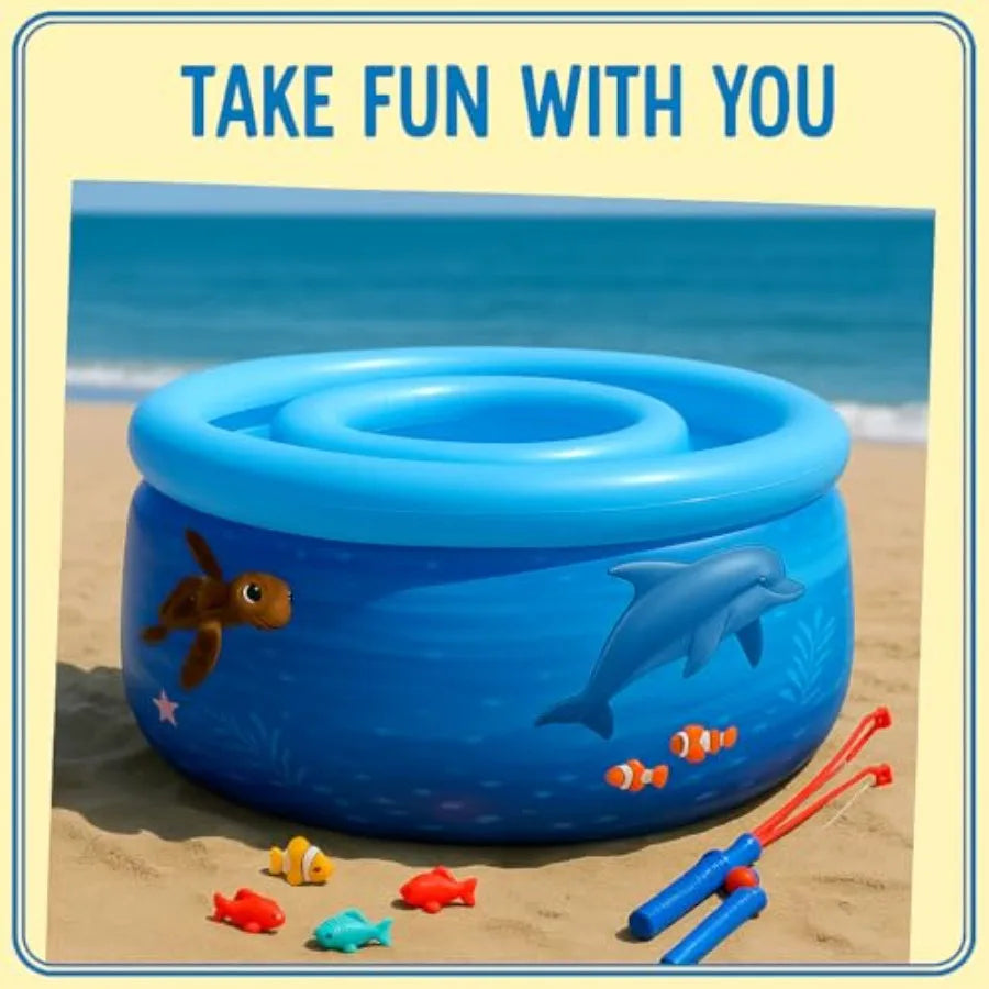 Baby Water Table, Kids Outdoor Water Table, Toddler Outside Inflatable Activity Playset with Fishing Game Pole & Toys for Toddle