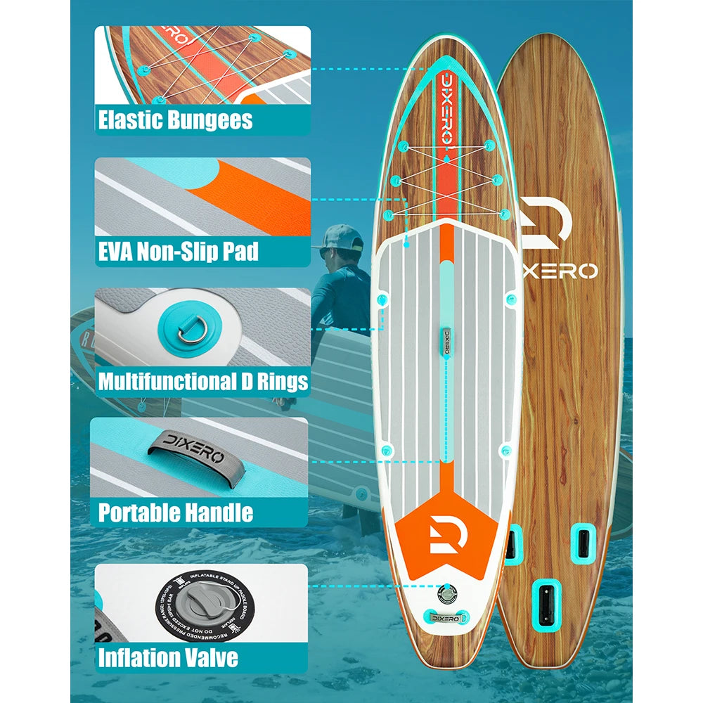 Myboat DIXERO Waterproof Inflatable Paddle Board 11''x33''x6''Adult Standing Style Aquatic With Kayak Accessories SUP Board