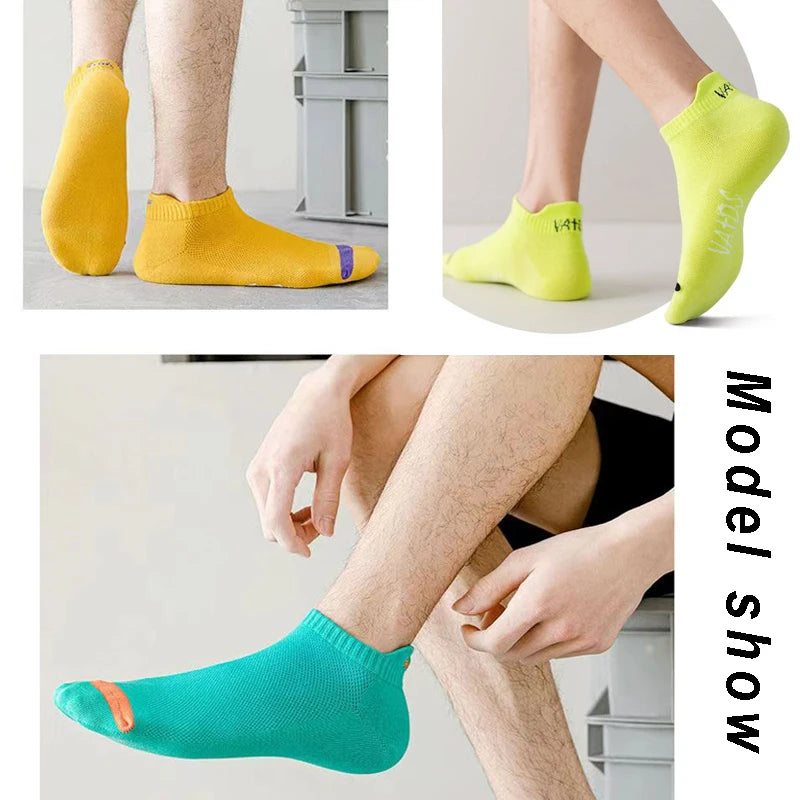 5/10Pairs Summer Socks Bright Color Mesh Ankle Socks Men Women Breathable Street Fashion Sports Mesh Thin Short Running Socks