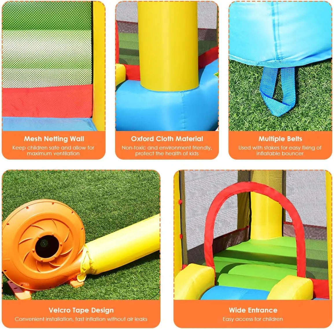 Inflatable Water Slide Bounce House with Ball Pit & Splash Pool, Bouncy Jump Castle for Kids Backyard Fun with 480w Blower, Blow