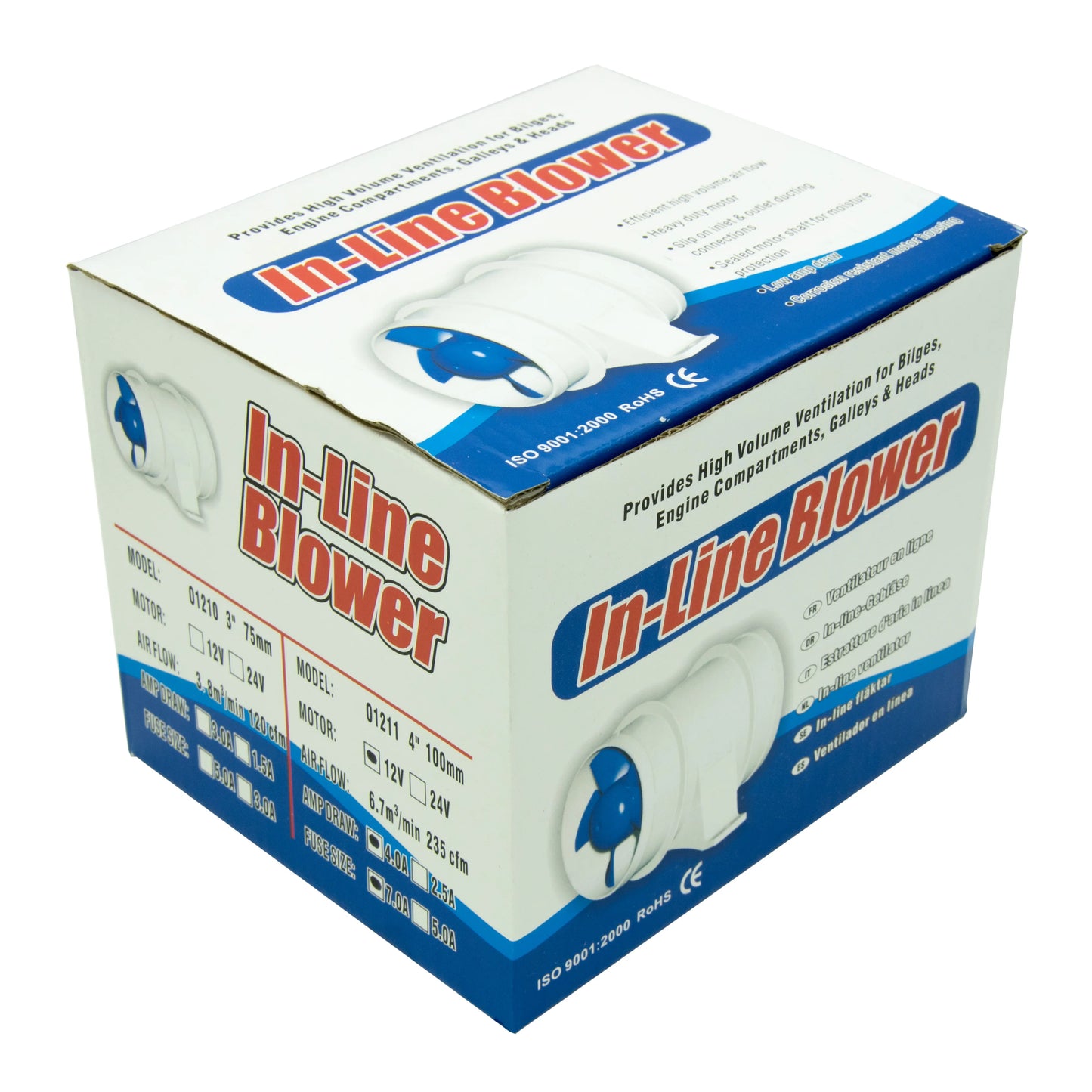 Boat Bilge Blower Marine 12V In-line Blower Bilge Air Fan 4 inch 235CFM