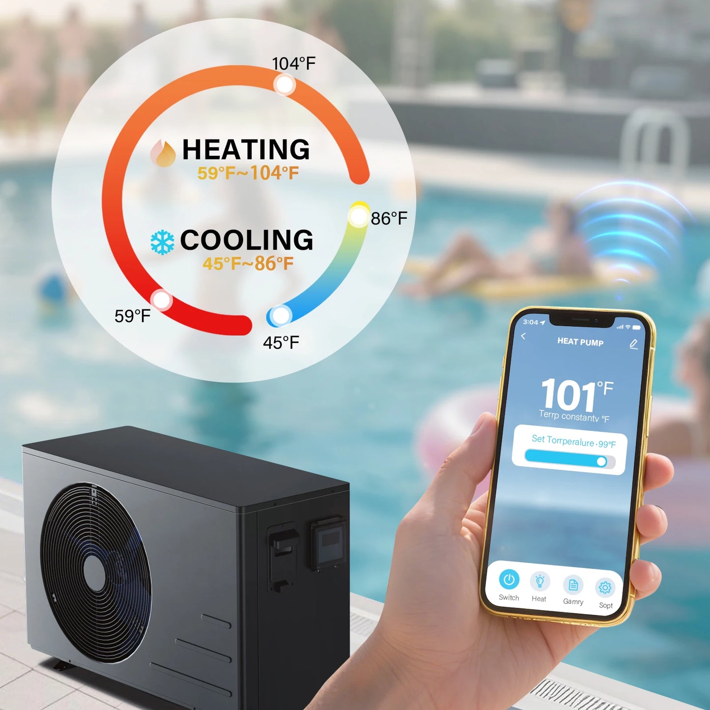 30000 BTU Above Ground Swimming Pools Heater Electric Pool Heater With Wi-Fi Heat Pump Swimming Pool Smart App