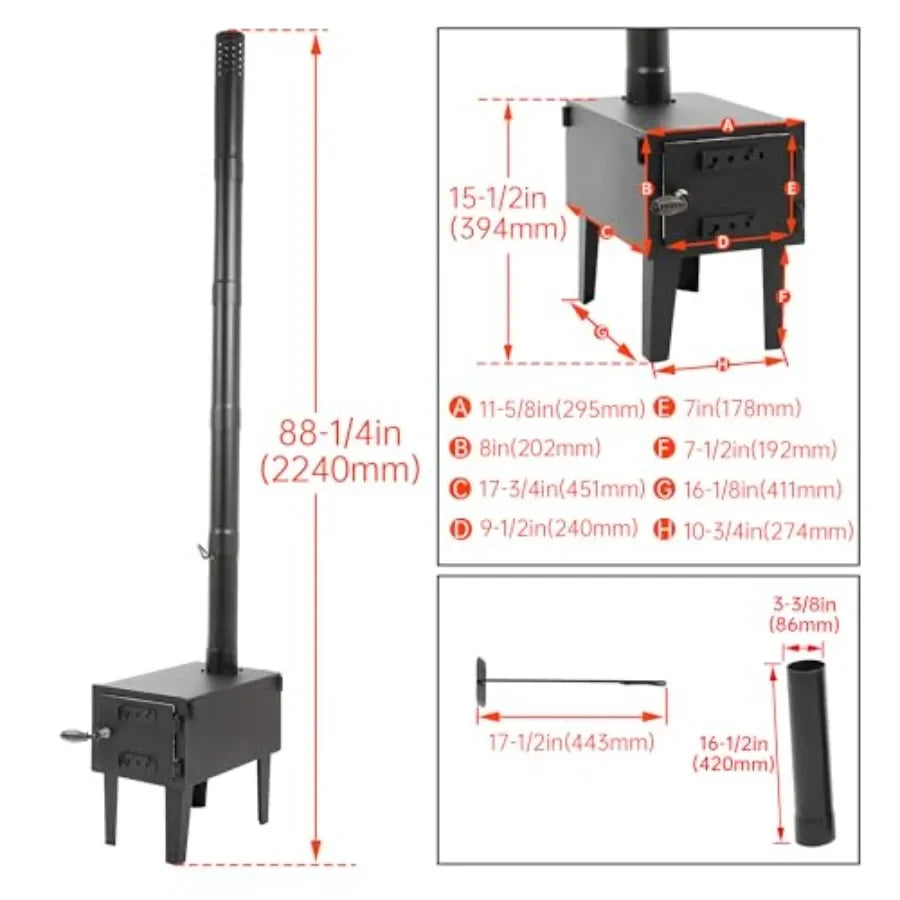 Portable Wood Burning Stove for Outdoor Cooking Fishing Hiking and Travel: Compact Mini Stove with Storable Chimney Pipes Ideal