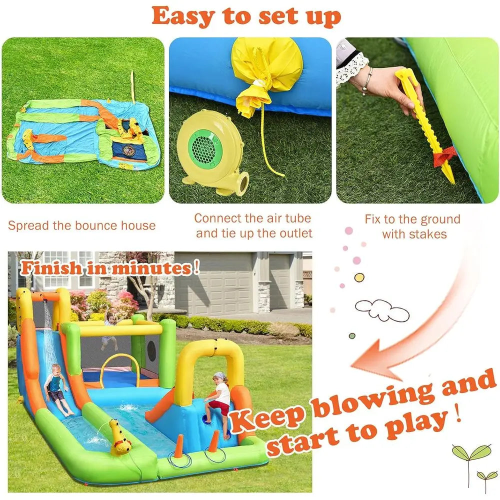 Giant Iatable Bounce House & Water Park - 8 in 1 Fun for Kids and Adults - Climbing, Slides, Splash Pool - Backyard Ou