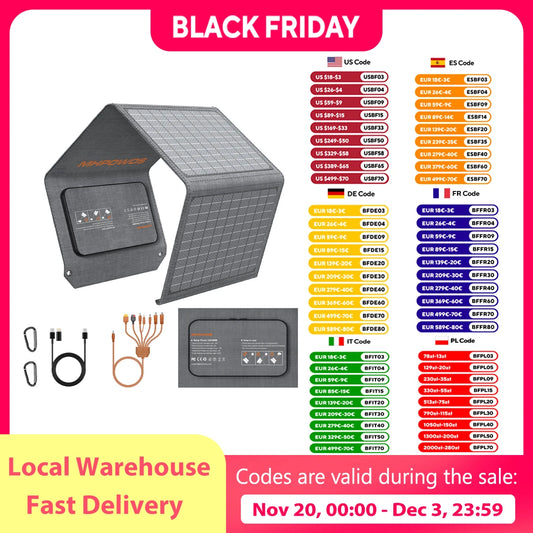 MHPOWOS 40W Portable Solar Panel Charger with Triple Output (USB-C/USB-A/DC), 23% High-Efficiency for Camping Phone Power Bank