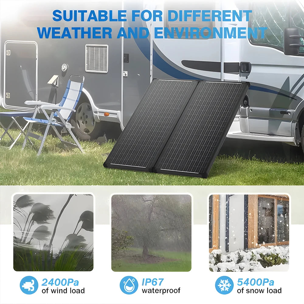 WERCHTAY 12V 100W Rigid Solar Panel 18BB N-Type Solar Cells Monocrystalline Silicon Waterproof Solar Panel Camping/Home/RV