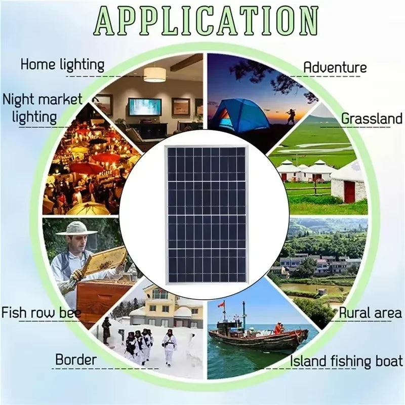 300W 12V Solar Panel Kit Complete Polycrystalline USB Power Portable Outdoor Rechargeable Solar Cell Solar Generator for Home