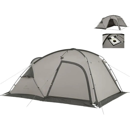 4-Person Beige Polyester Windproof & Waterproof Tent for Camping and Hiking with Stove Jack Feature