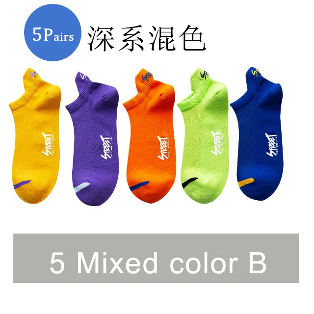 5/10Pairs Summer Socks Bright Color Mesh Ankle Socks Men Women Breathable Street Fashion Sports Mesh Thin Short Running Socks