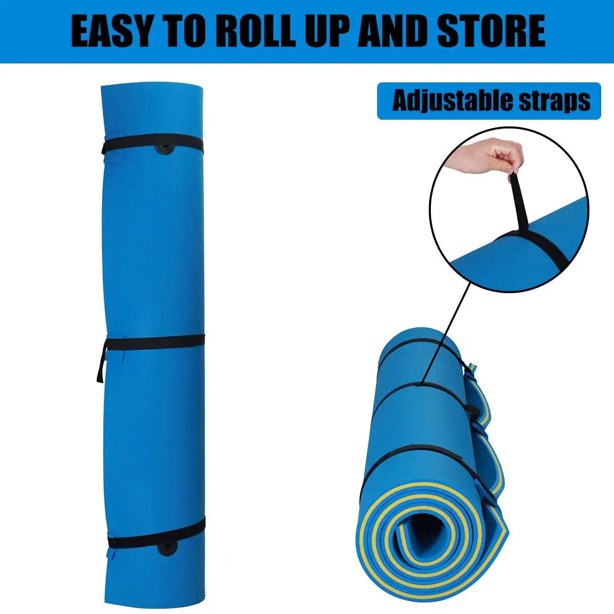 Floating Water Pad Mat 3-Layer Swimming Floating Foam Pad 9' x 6'/12.8' x 5' Water Pad with Storage Straps Water Activities Mat