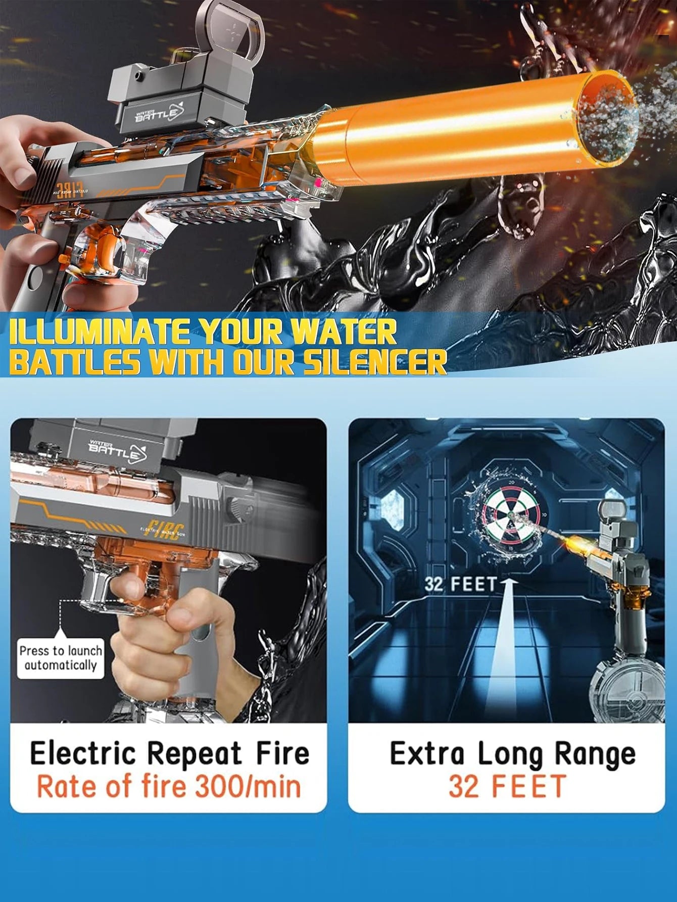 Children High Pressure Electric Water Gun Toys Summer Outdoor Beach Pool Garden Fight Games Kids Automatic Bursts Watergun Gifts