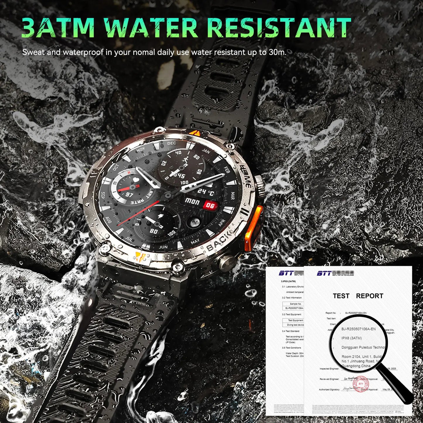 EIGIIS 2025 New Military GPS Smart Watches for Men with LED Flashlight  Activity Heart Rate Tracker Big Battery 3ATM Waterproof