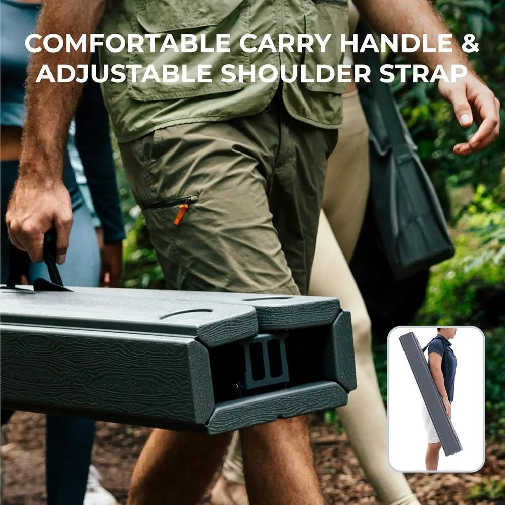 Cococabana X Camphor Portable Folding Table with Adjustable Shoulder Strap for Camping, Tailgating, Picnic, RV - Roll Up Design,