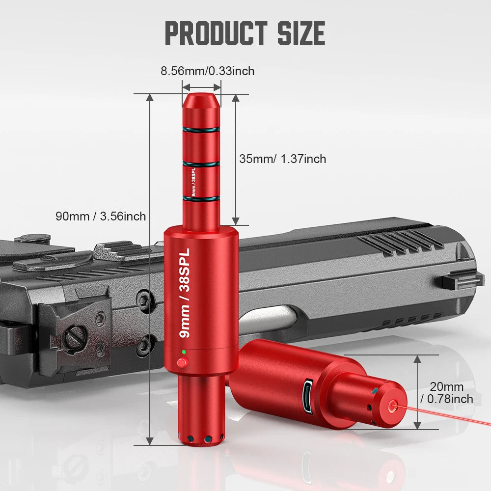 9MM dual-purpose magnetic suction laser training bullet, red dot laser training bullet, dry powder laser training bullet