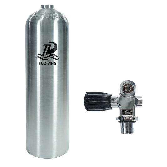 TUDIVING-11.1L Scuba Diving Tank - 80CF Aluminum Diving Cylinder,Diving Tank with DIN Valve Scuba Diving Adapter Filling Station