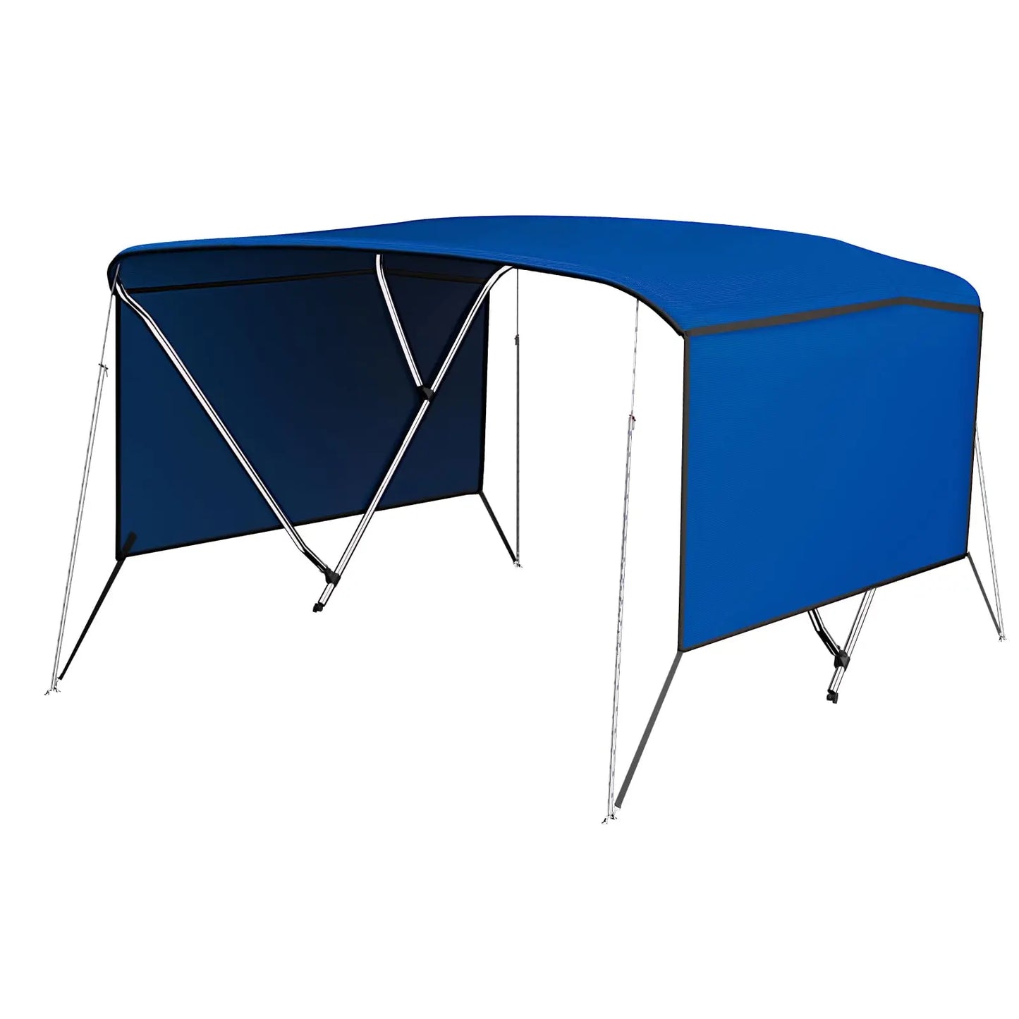 3 Bow Boat Bimini Top Cover, Sun Shade Boat Canopy with 2 Removable Side Curtains, 4 Adjustable Windproof Ropes, Durable Marine