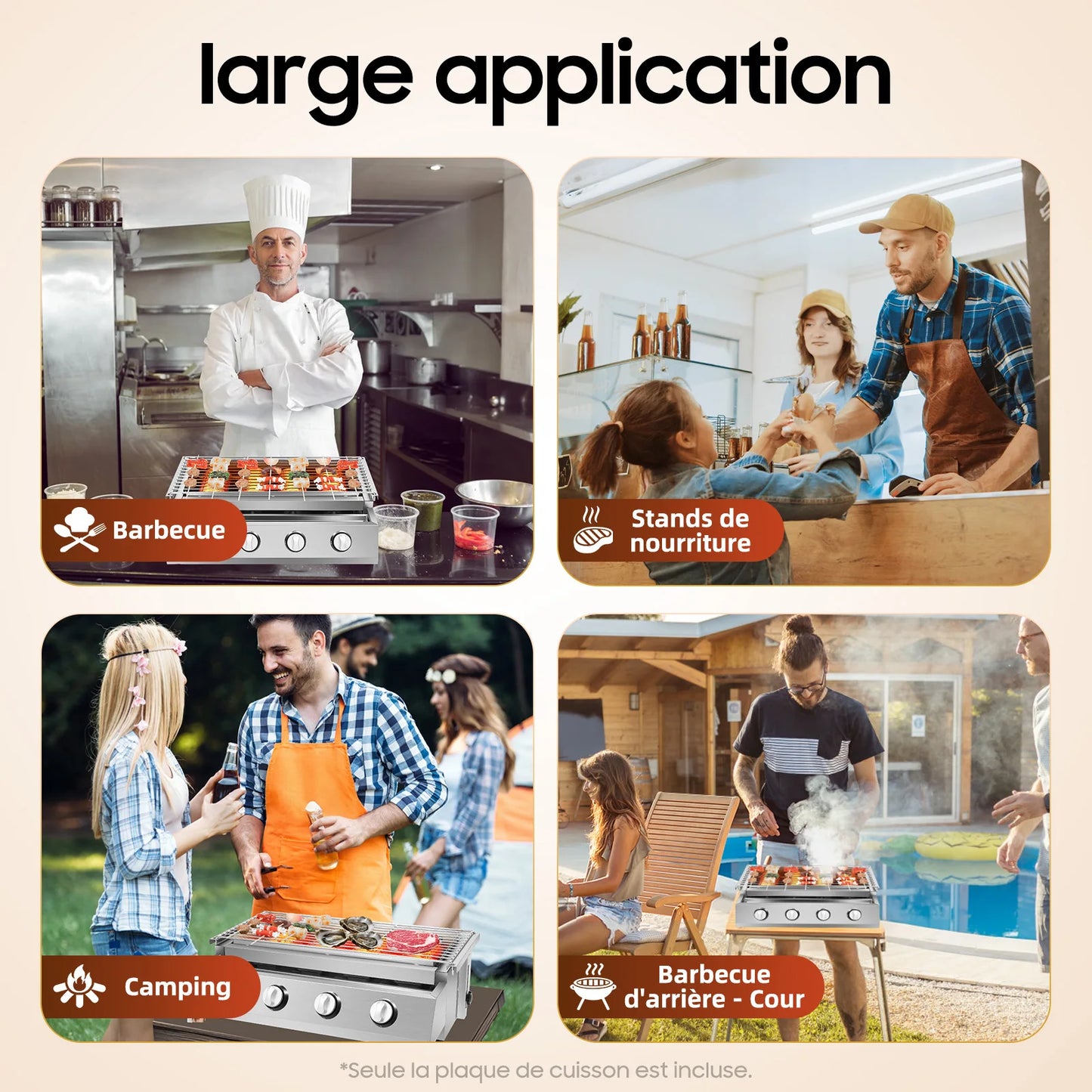 Professional 4-Burner Stainless Steel Portable Tabletop Propane/LPG Gas Grill ,Smokeless for Camping & Indoor/Outdoor BBQ