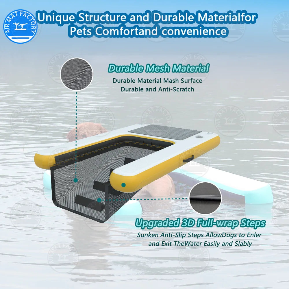 Summer Inflatable Pet Ramp, Dog Water Ramp, Boat Float, Dock, Pool Large Dog Climb Out of Water