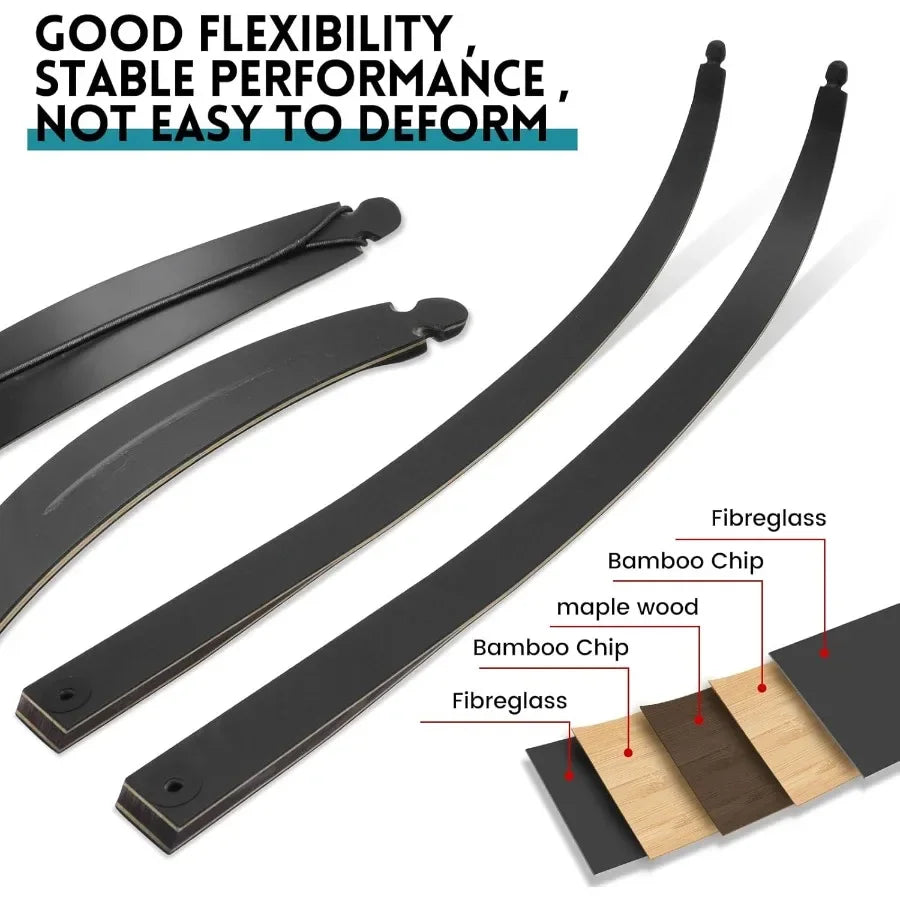 OBTOUTDOOR Black Hunter Takedown Recurve Bows for Adults Archery Bow Set Hunting Bow 60" 20-60 lbs Right Hand Wooden Riser with