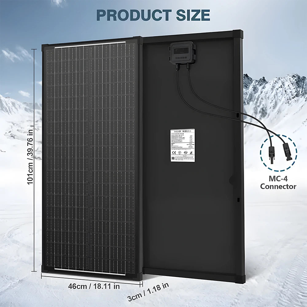 WERCHTAY 12V 100W Rigid Solar Panel 18BB N-Type Solar Cells Monocrystalline Silicon Waterproof Solar Panel Camping/Home/RV