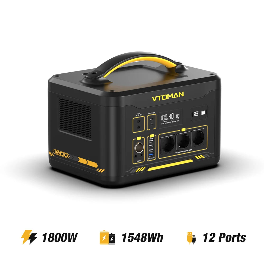 VTOMAN JUMP 2200 / JUMP 1800 Portable Power Station 828/1548Wh LiFeP04 Battery Solar Generator Solar for Home Outdoor Camping