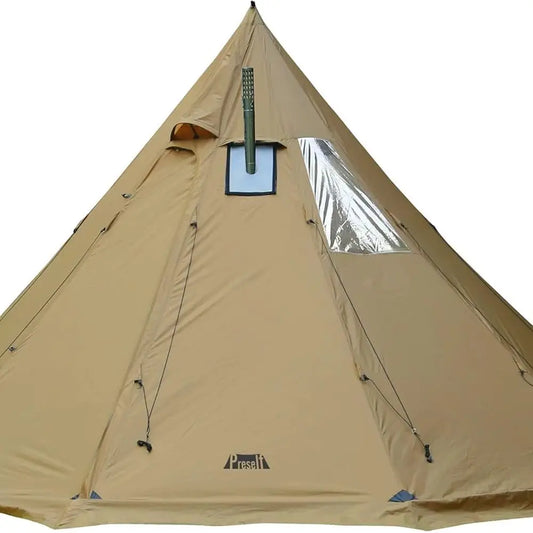 Family Camping Tent for 4-6 People: XL Wood Burning Stove-Ready, Screen Window, Height 2.6m, Diameter 4.6m