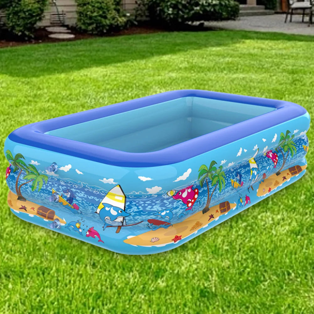 Inflatable Swimming Pool Cartoon Pattern Framed Swimming Pool Water Play Pool for Summer Outdoor Indoor