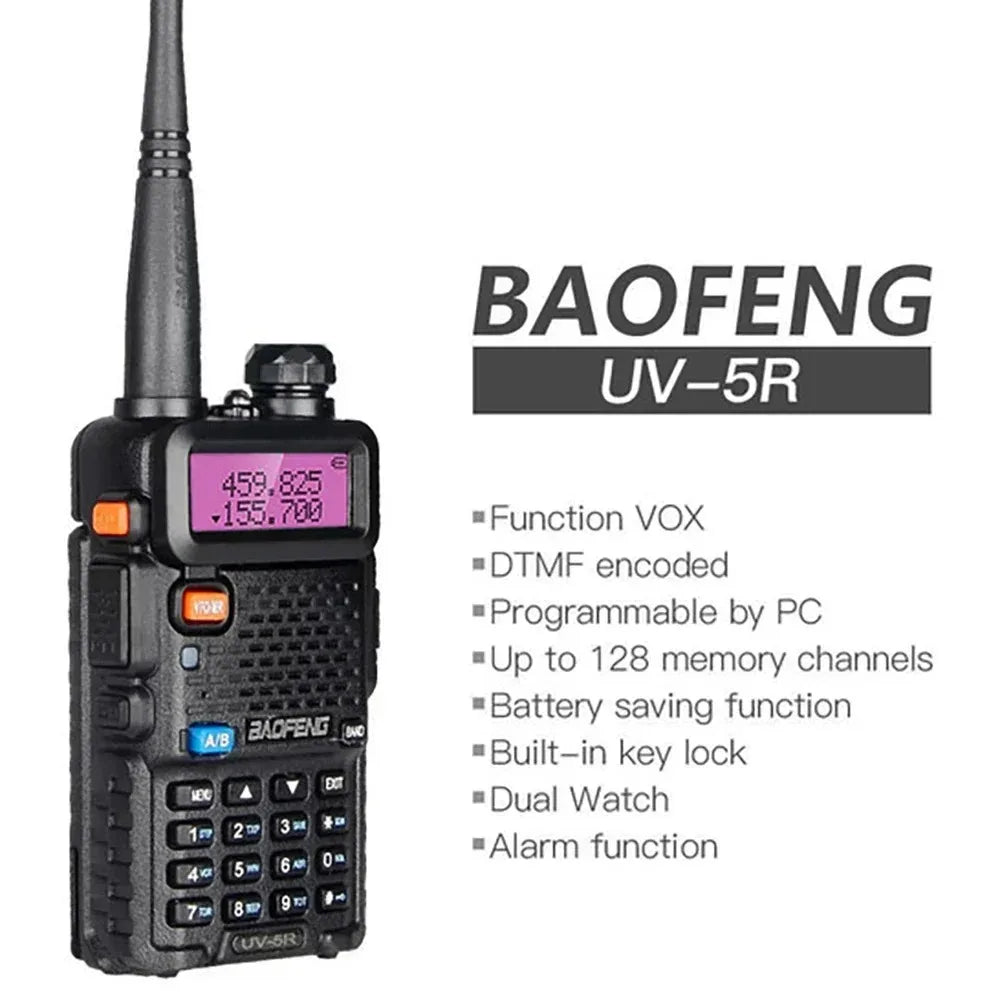 2pcs BAOFENG UV-5R 5W 8W High Power Dual Band Two Way Radio Long Range Handheld Portable Walkies Talkies For Hunting