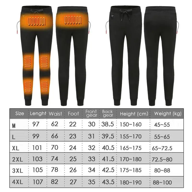 Electric Heating Warm Pants Men Women USB Heating Base Layer Elastic Trousers Insulated Heated Underwear For Camping Hiking