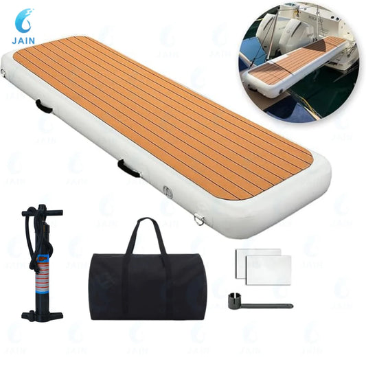 JAIN-Inflatable Gangway Inflatable Floating Dock with Wood Grain EVA, Non-Slip Water Access Gangway for Lake Ocean Sea for yacht