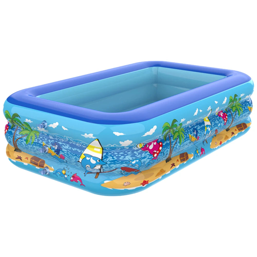 Inflatable Swimming Pool Cartoon Pattern Framed Swimming Pool Water Play Pool for Summer Outdoor Indoor