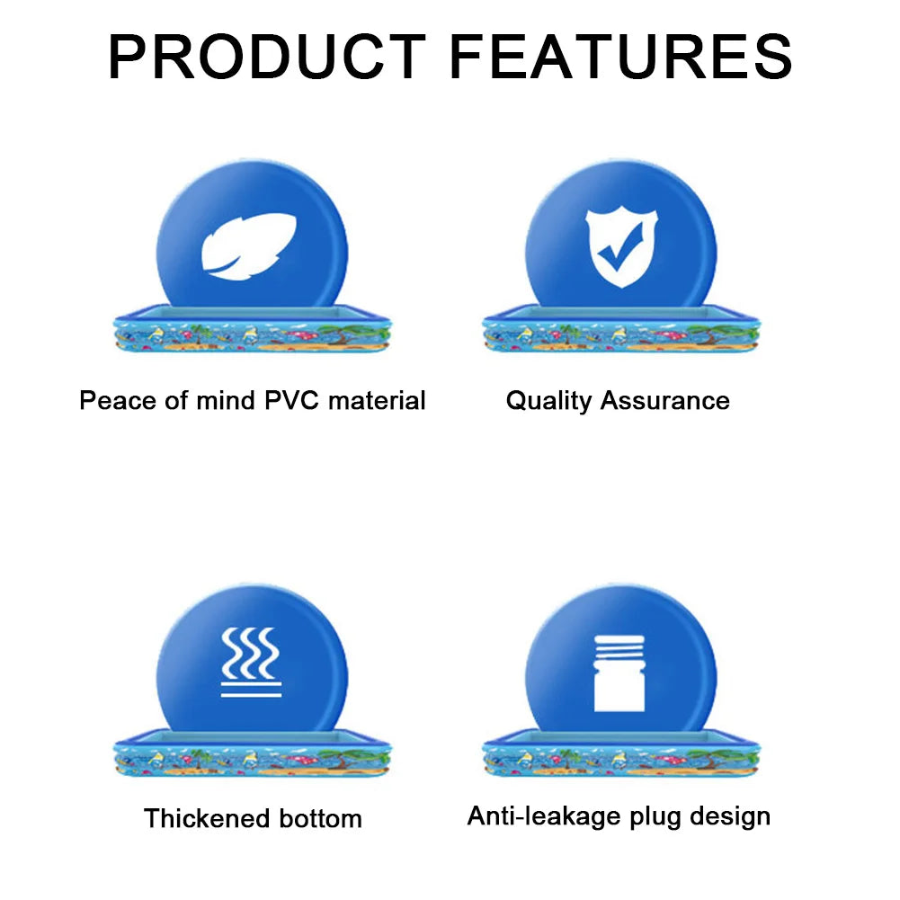 Inflatable Swimming Pool Cartoon Pattern Framed Swimming Pool Water Play Pool for Summer Outdoor Indoor