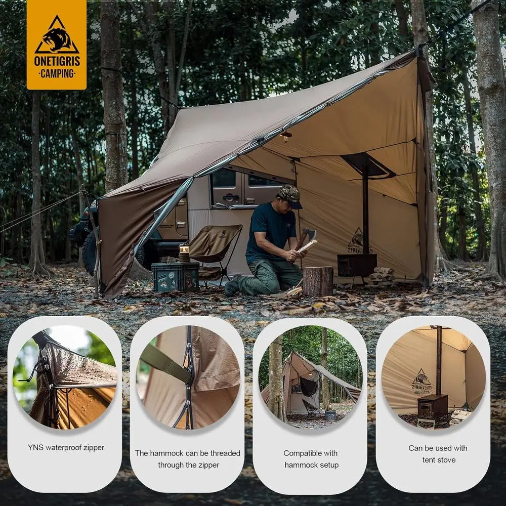 Large 4-Person COZSHACK Tent with Stove Jack, Windproof and Waterproof for Wood Stove Camping, Ideal for Bushcraft, Travel, and
