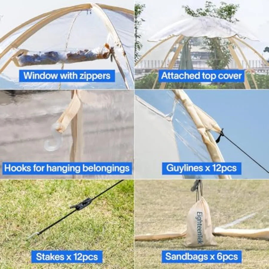 Pop Up Bubble TentLarge Oversize Igloo Screen House 4-6 Person Cold Protection Outdoor Igloo Winter Tent Snaps Fit 10'x10'x6.5'