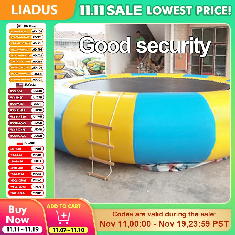 Outdoor Inflatable PVC Water Trampoline Bouncer Floating Jumping Bed Lake Play Equipment for Water Park Fun