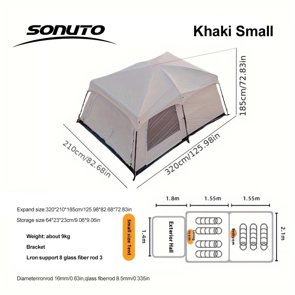 Sonuto Tent outdoor camping overnight two-bedroom portable thickened field awning camping equipment family gathering