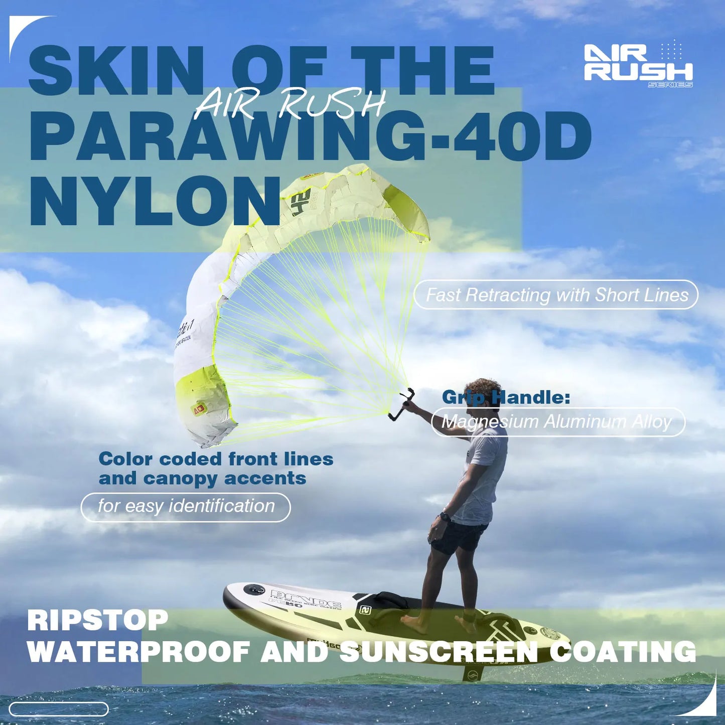 Spatium 4㎡ Parawing Lightweight and Easy to Operate for WingFoil SurfWing Hydrofoil Board Downwind Kitesurfing Kite for Beginner
