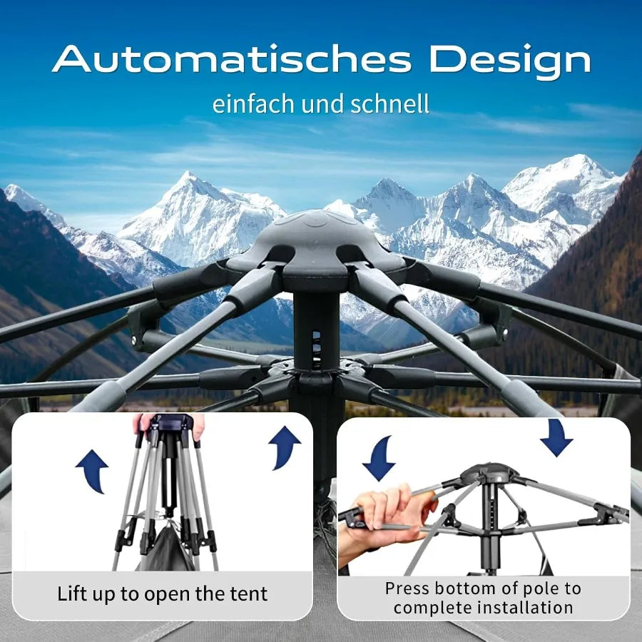 2/3/4 Person Camping Tent - Instant Pop Up Waterproof 2 Doors Tent with Easy Setup 3-Season Hexagonal Dome Design for Family Hi