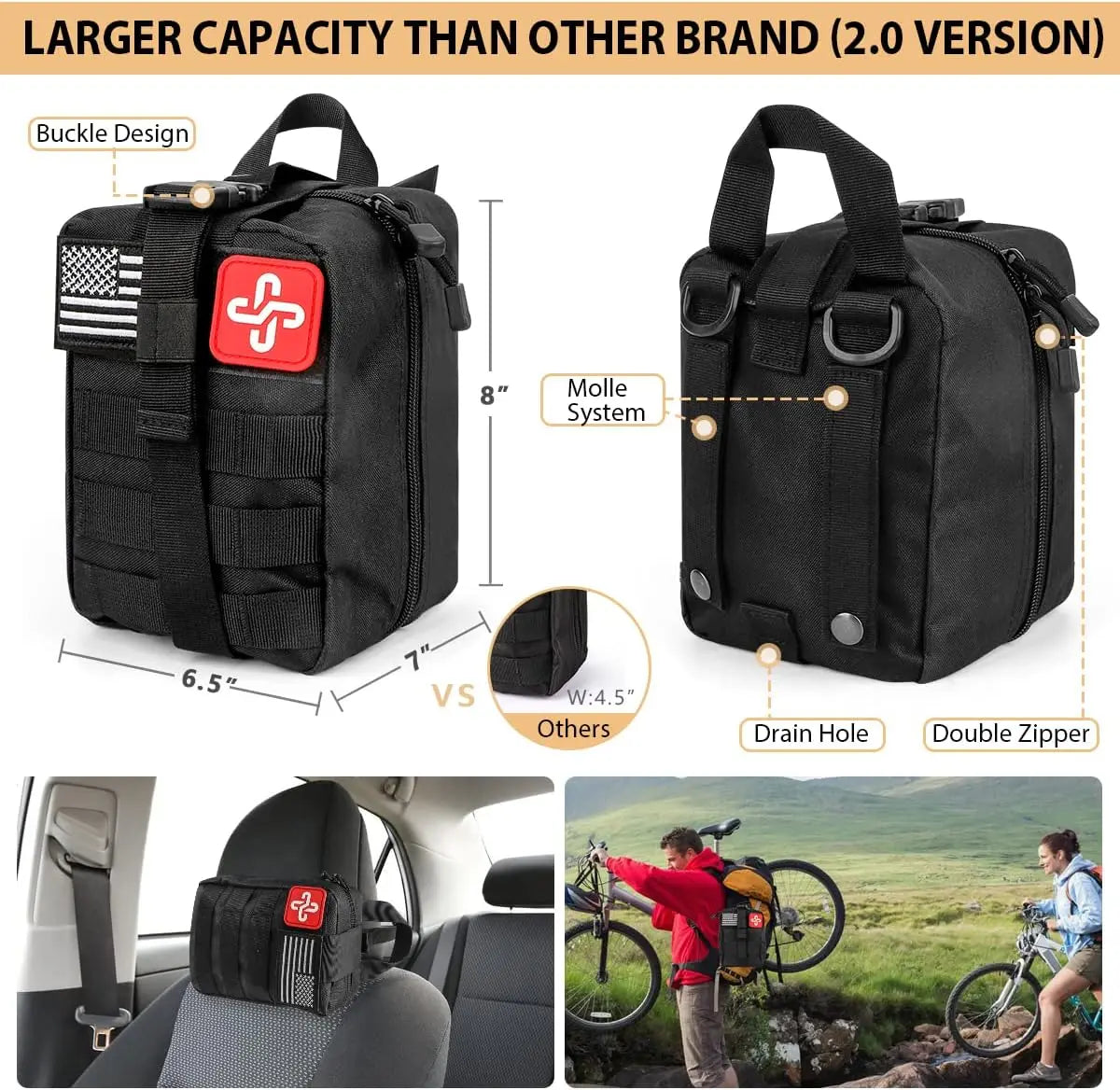 250Pcs Survival Gear First Aid Kit with Molle Bag & Emergency Tent for Outdoor Adventure, Hiking, Hunting - Ideal Gifts