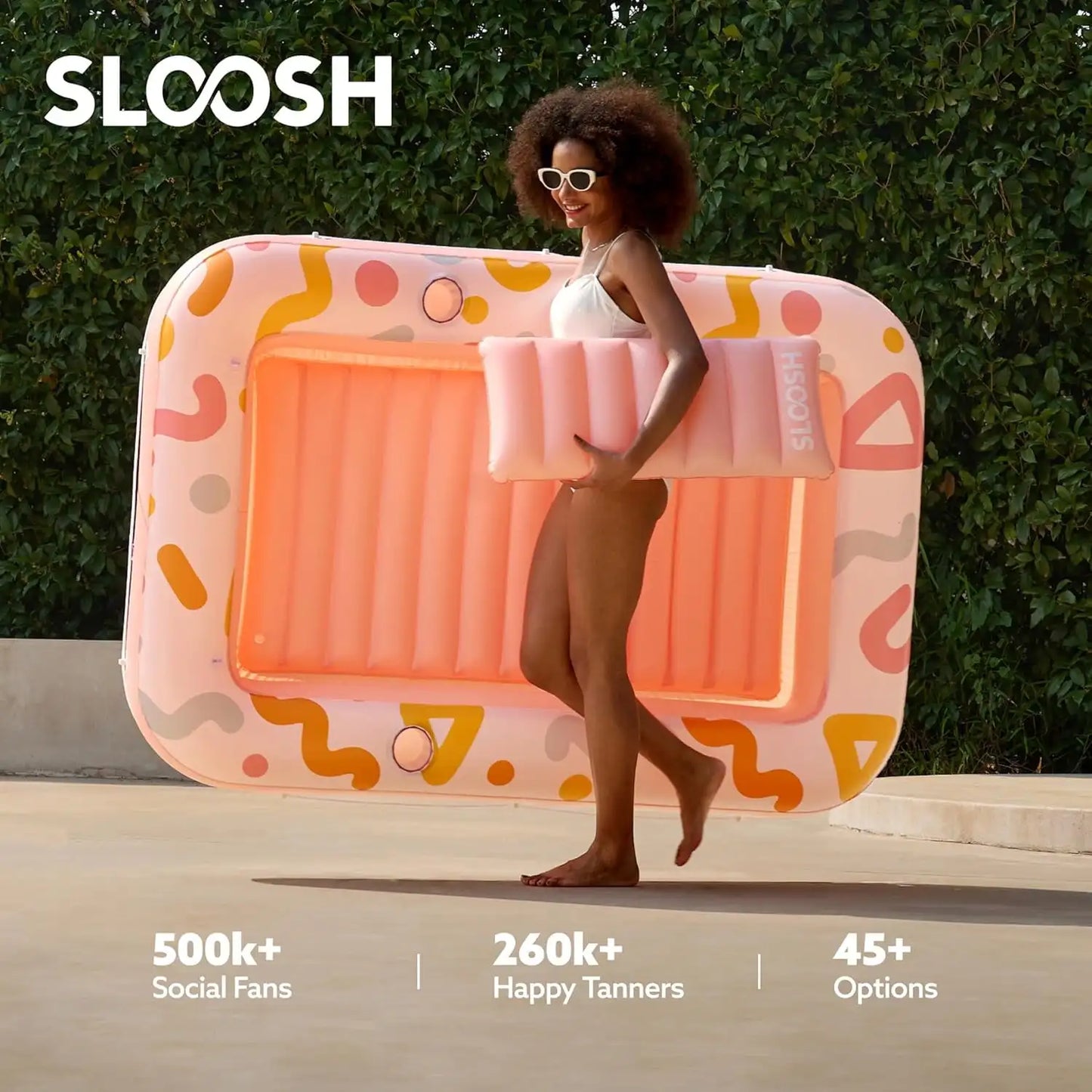 JOYFY Inflatable Tanning Pool Lounger Float 70" x 46" Pool Floats Adult 4 in 1 Suntan Tub Raft Floatie for Water Party Gifts